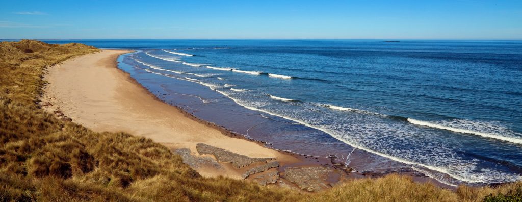 Beach front in Bamburgh in Yorkshire